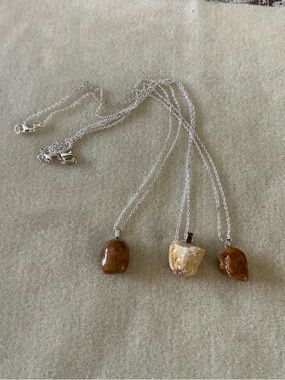Handmade Stone Pendant Necklaces, set of 3